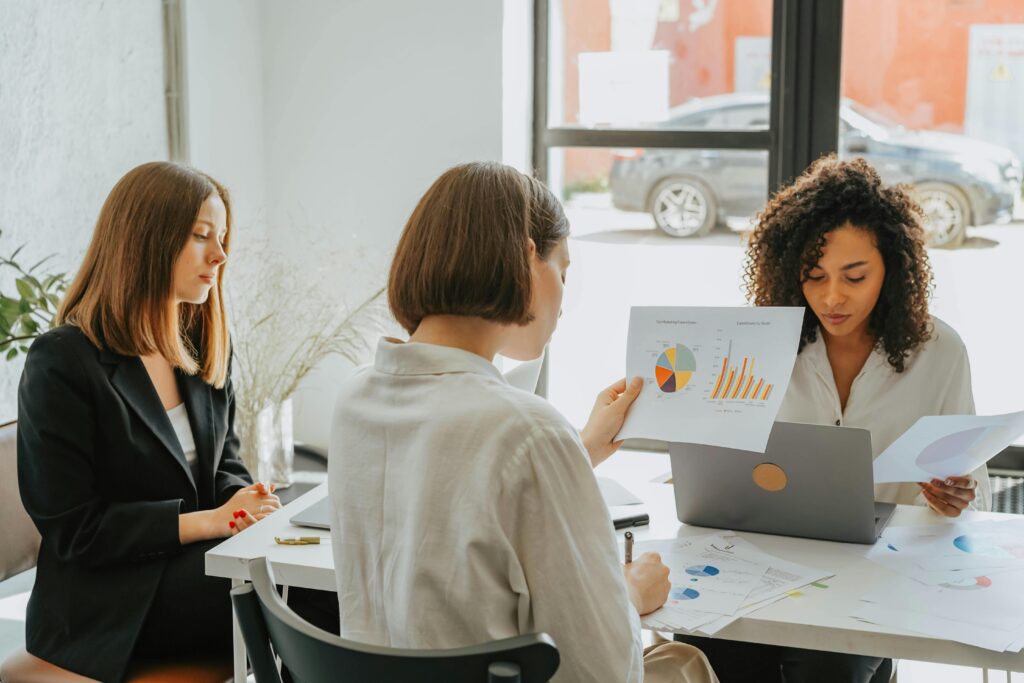 Group of business woman working together
